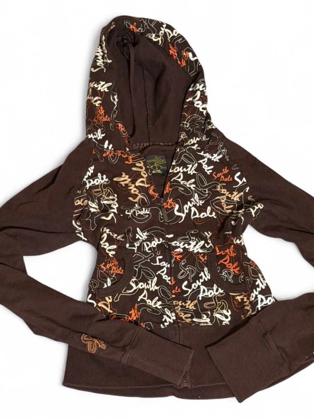 Vintage Y2K Southpole Brown Graffiti Grail Zip Up Hoodie